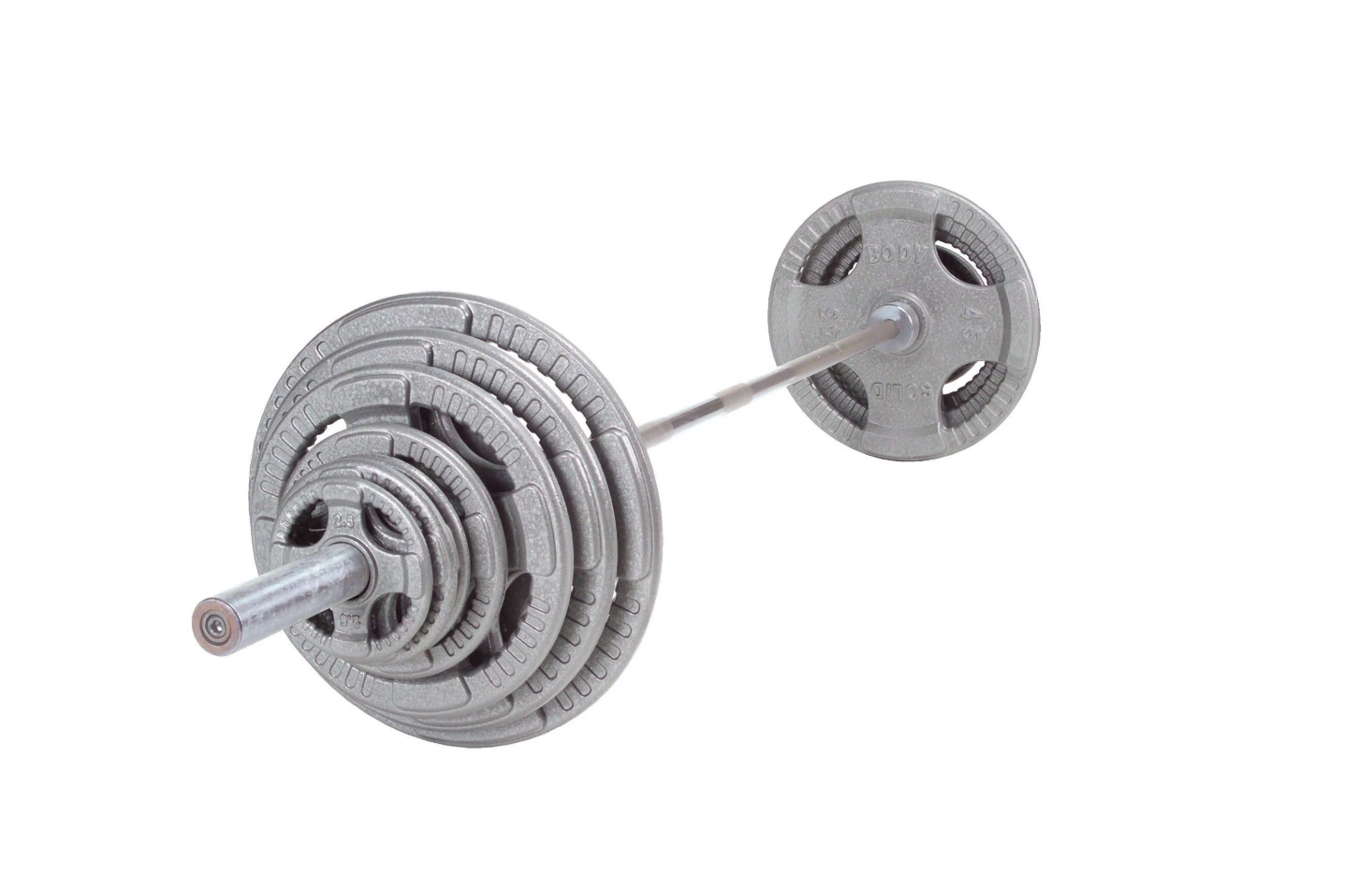 400lb Set - Body-Solid Olympic Steel Grip Weight Plate Set with Chrome Bar